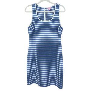 Lilly Pulitzer Womens Lyla Blue & White Striped Racerback Tank Dress Size L